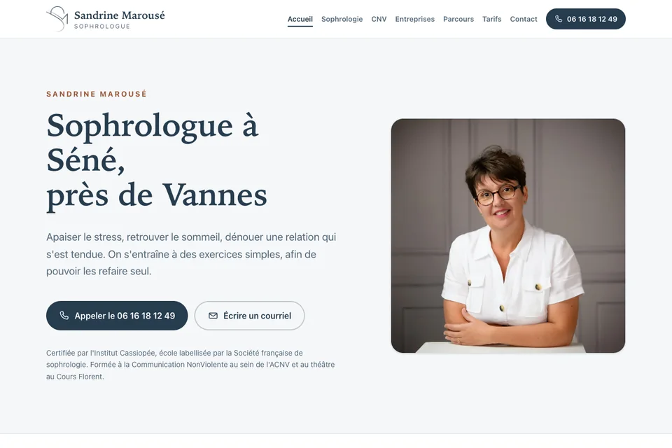 Le site de Sandrine Marousé aujourd’hui, après ma refonte